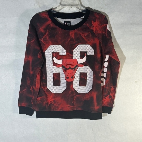 Retro Tie Dye Acid Wash Style NBA Vintage Chicago BullsLong Sleeve Sweater - Picture 2 of 6